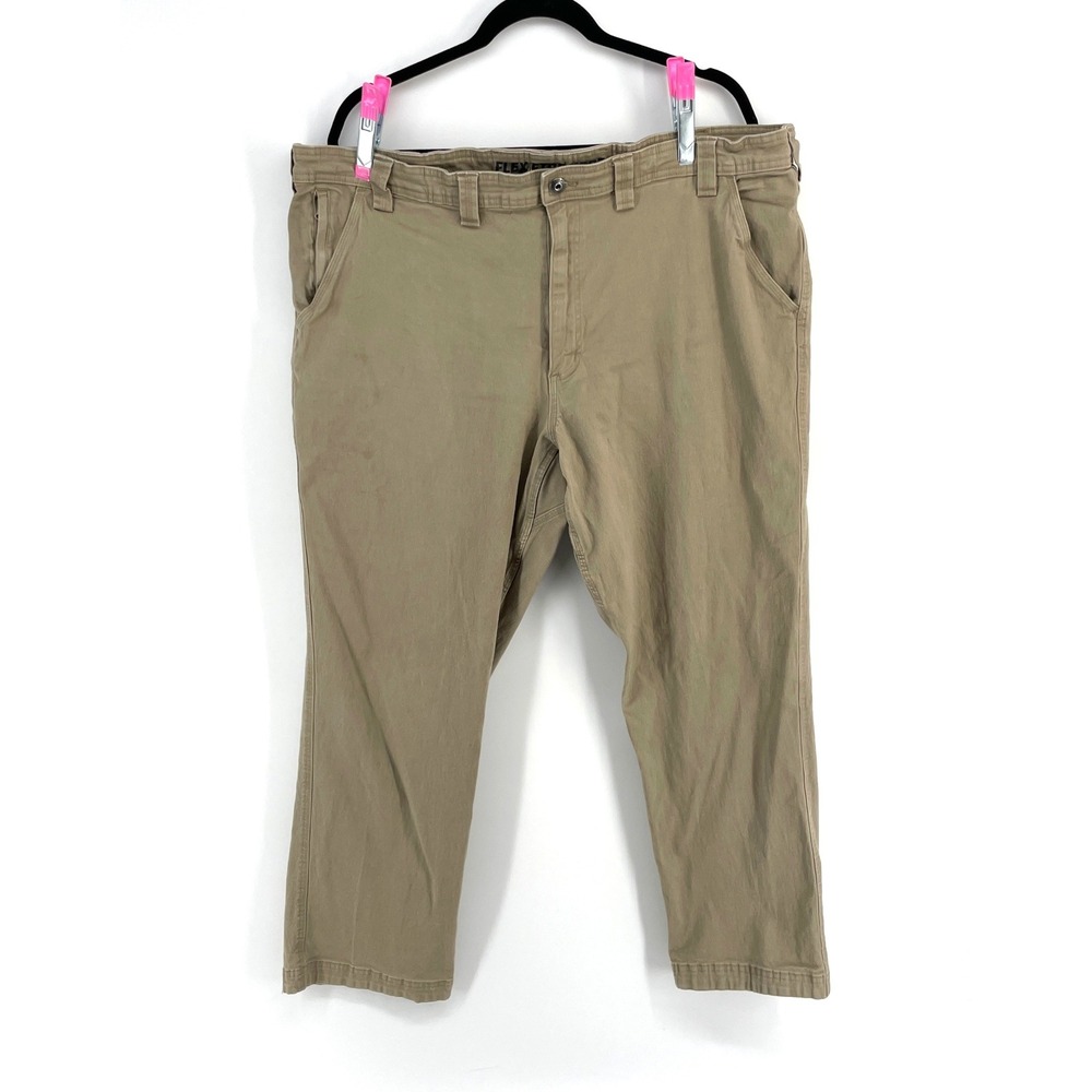 Duluth Trading Co Flex‎ Fire Hose Standard Fit Khaki Work Pants Mens 44x30 Tan
